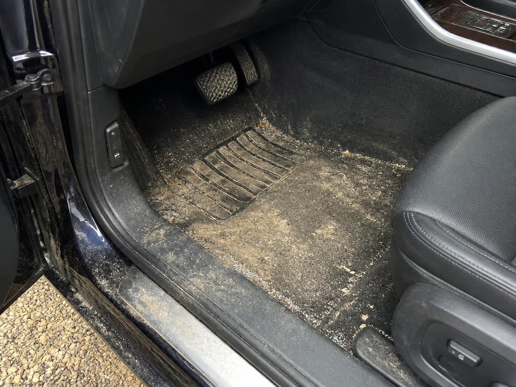 Driver's Floor & Carpet — before professional detailing