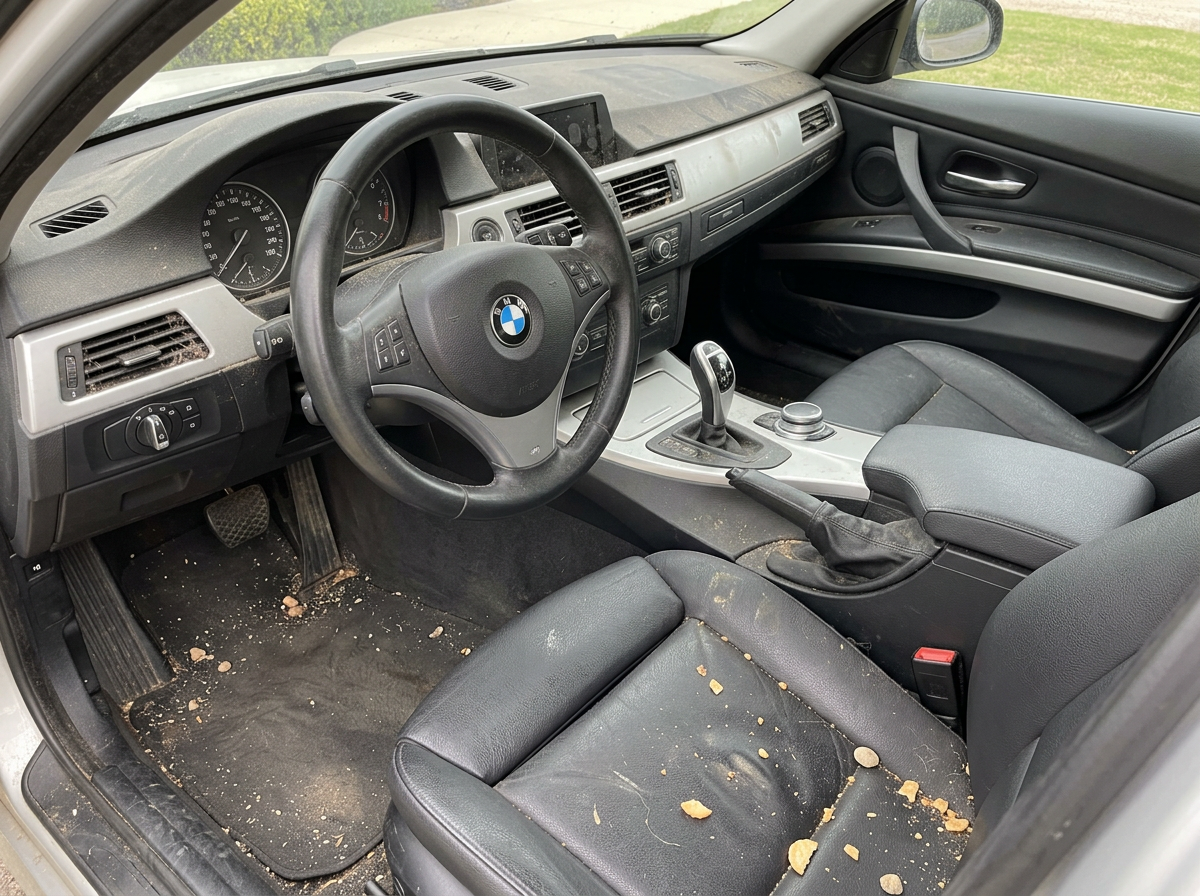 BMW Interior — before professional detailing